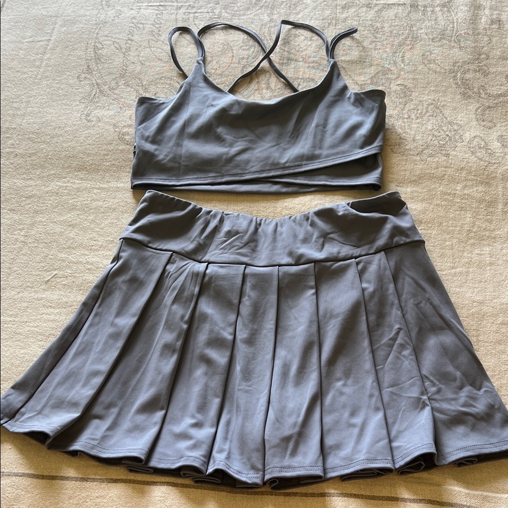 3FOR$30!! Elegant Gray Pleated Mini Skirt Set